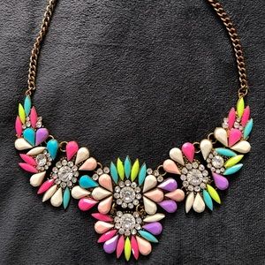 Neon rhinestone gold necklace
